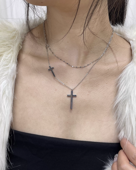Double Chain Cross Necklace AC0029