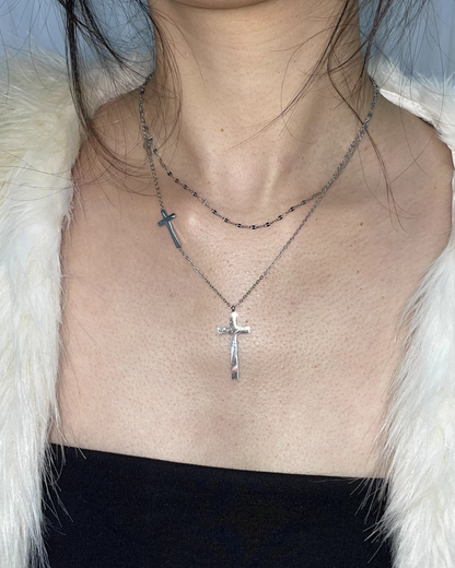 Double Chain Cross Necklace AC0029