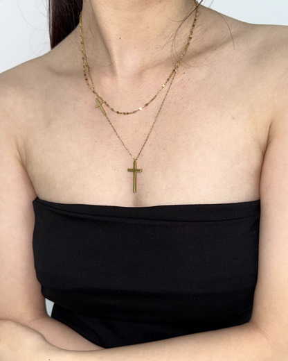 Double Chain Cross Necklace AC0029