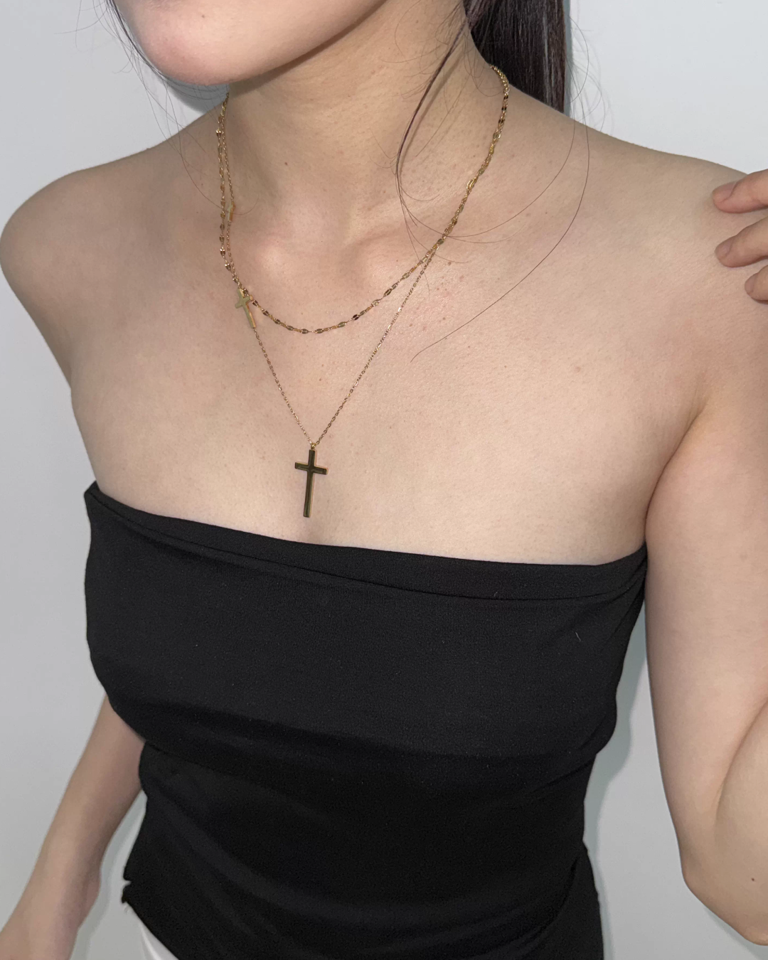 Double Chain Cross Necklace AC0029