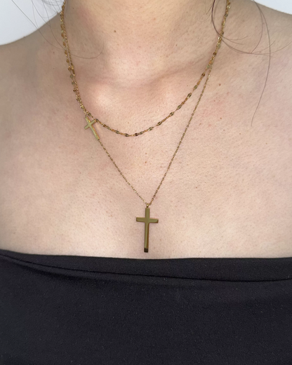 Double Chain Cross Necklace AC0029