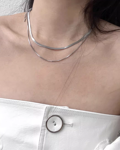 Double Chain Silver Necklace AC0034