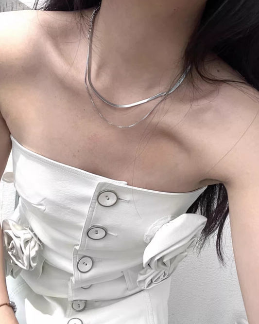 Double Chain Silver Necklace AC0034