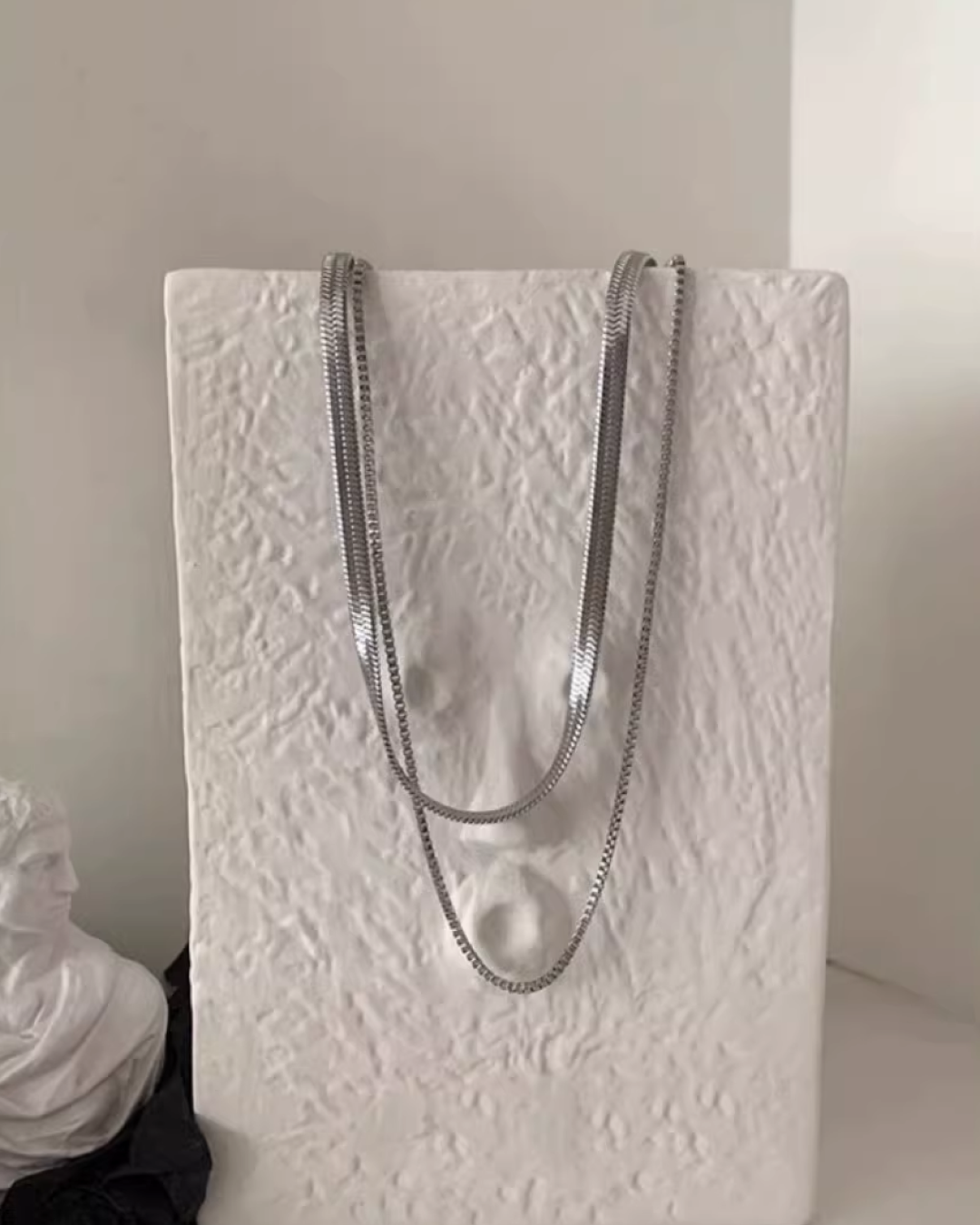 Double Chain Silver Necklace AC0034