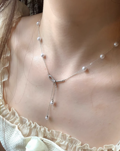 Silver Pearl Knot Necklace AC0036