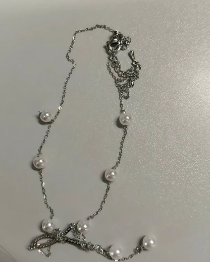 Silver Pearl Knot Necklace AC0036