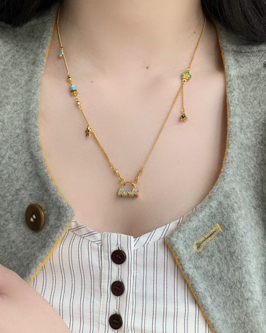 Gold Multi Charm Necklace AC0040