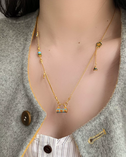 Gold Multi Charm Necklace AC0040