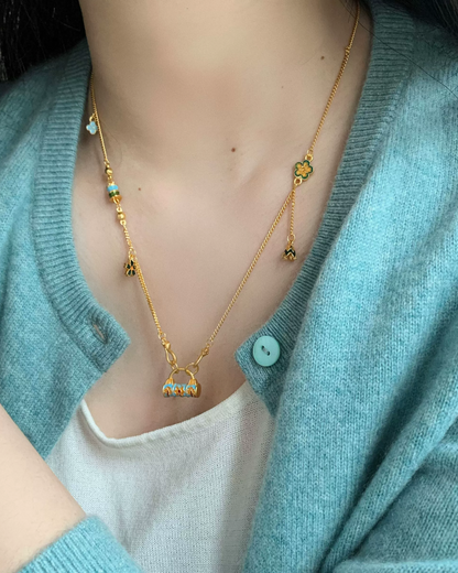 Gold Multi Charm Necklace AC0040