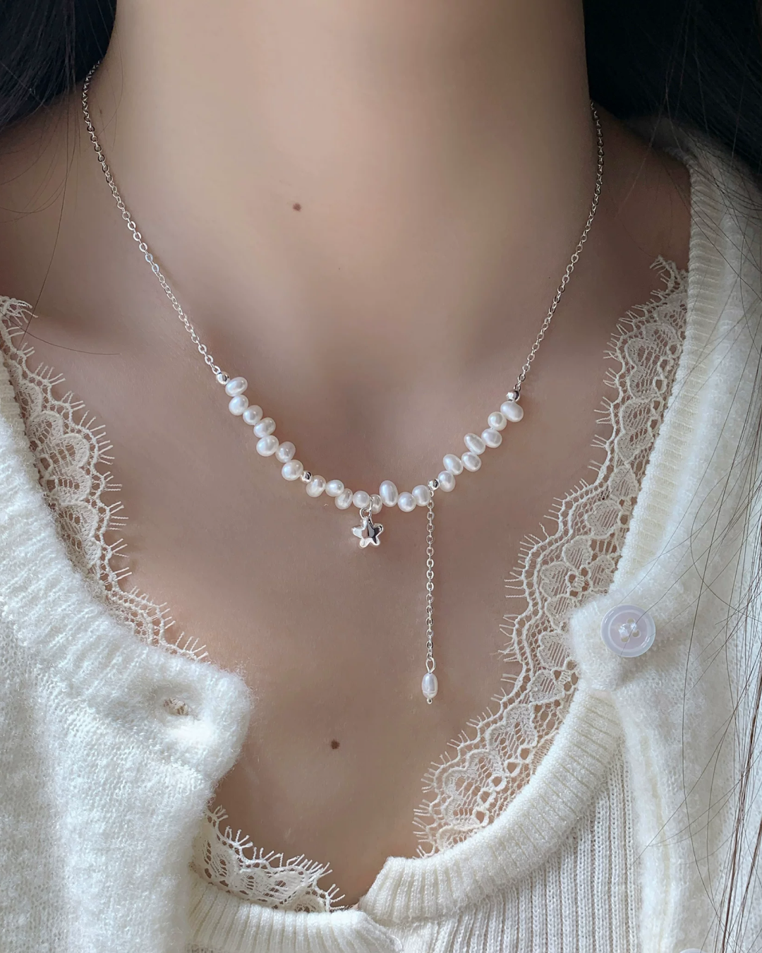 Red Ribbon Stone Necklace AC0045