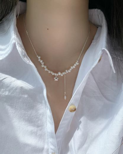 Red Ribbon Stone Necklace AC0045
