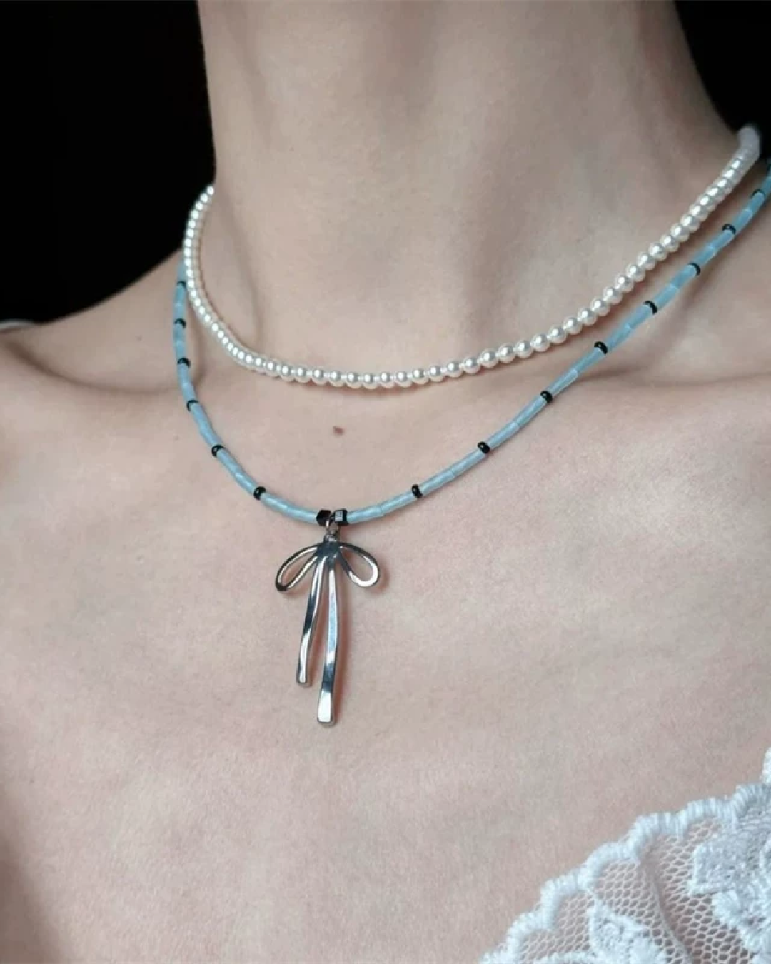 Blue Ribbon Necklace AC0046
