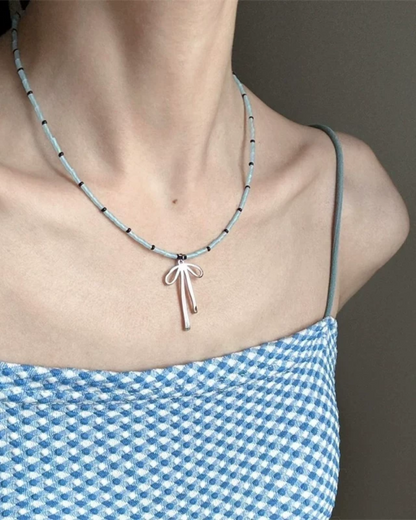 Blue Ribbon Necklace AC0046