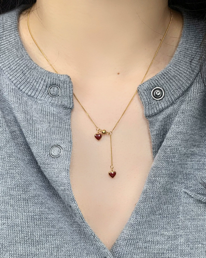 Gold Chain Red Heart Necklace AC0048