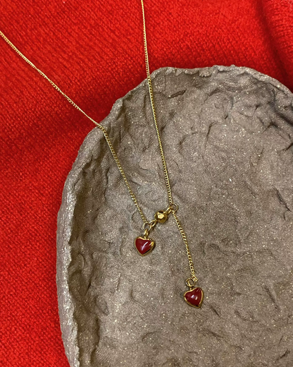 Gold Chain Red Heart Necklace AC0048