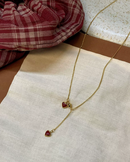 Gold Chain Red Heart Necklace AC0048