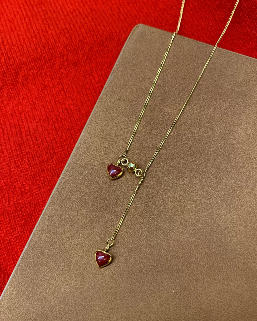 Gold Chain Red Heart Necklace AC0048