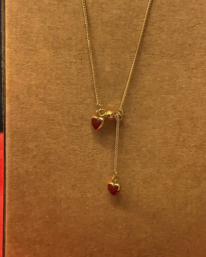 Gold Chain Red Heart Necklace AC0048