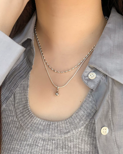 Double Silver Chain Necklace AC0049