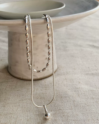 Double Silver Chain Necklace AC0049