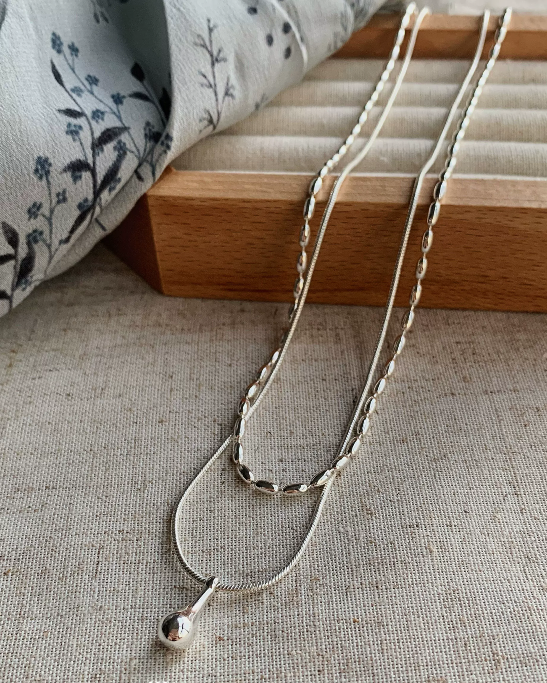 Double Silver Chain Necklace AC0049