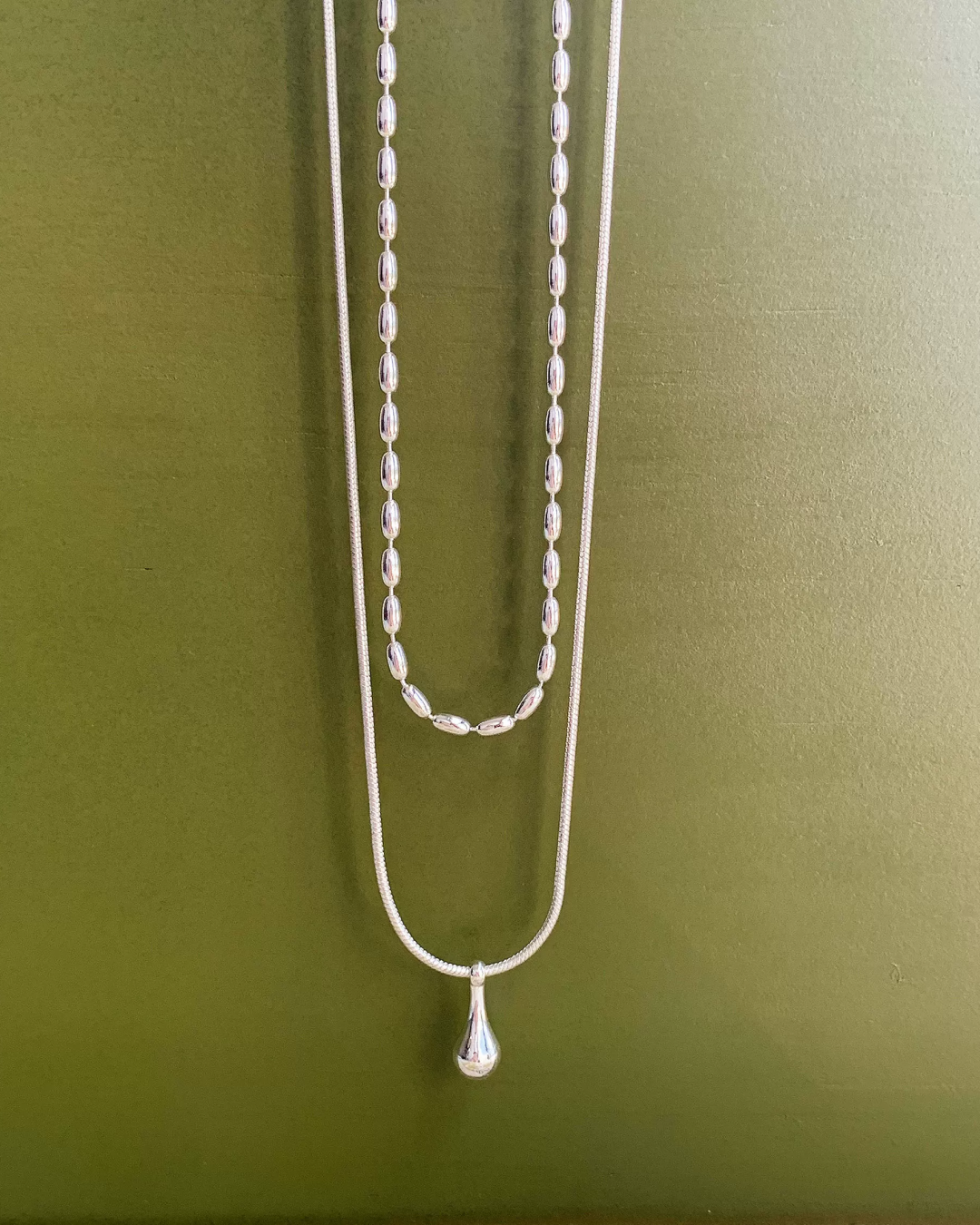 Double Silver Chain Necklace AC0049