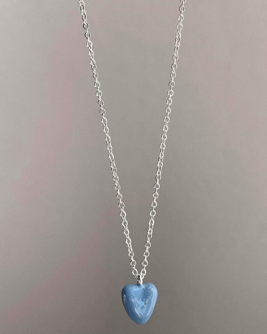 Silver Chain Blue Heart Necklace AC0050