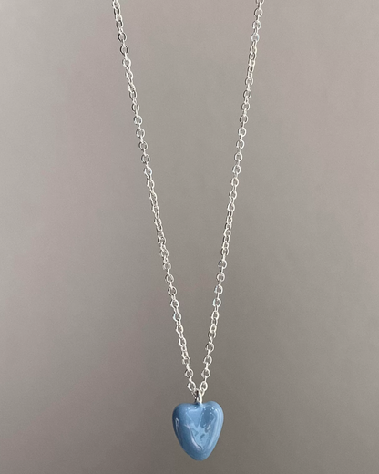 Silver Chain Blue Heart Necklace AC0050