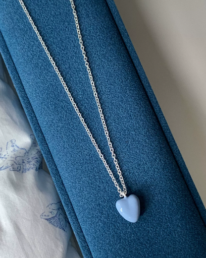 Silver Chain Blue Heart Necklace AC0050