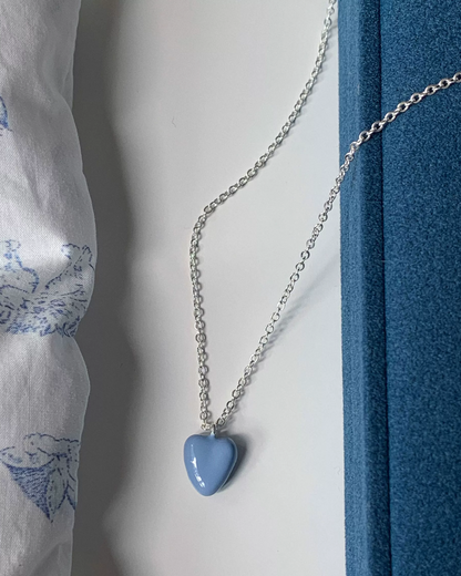 Silver Chain Blue Heart Necklace AC0050