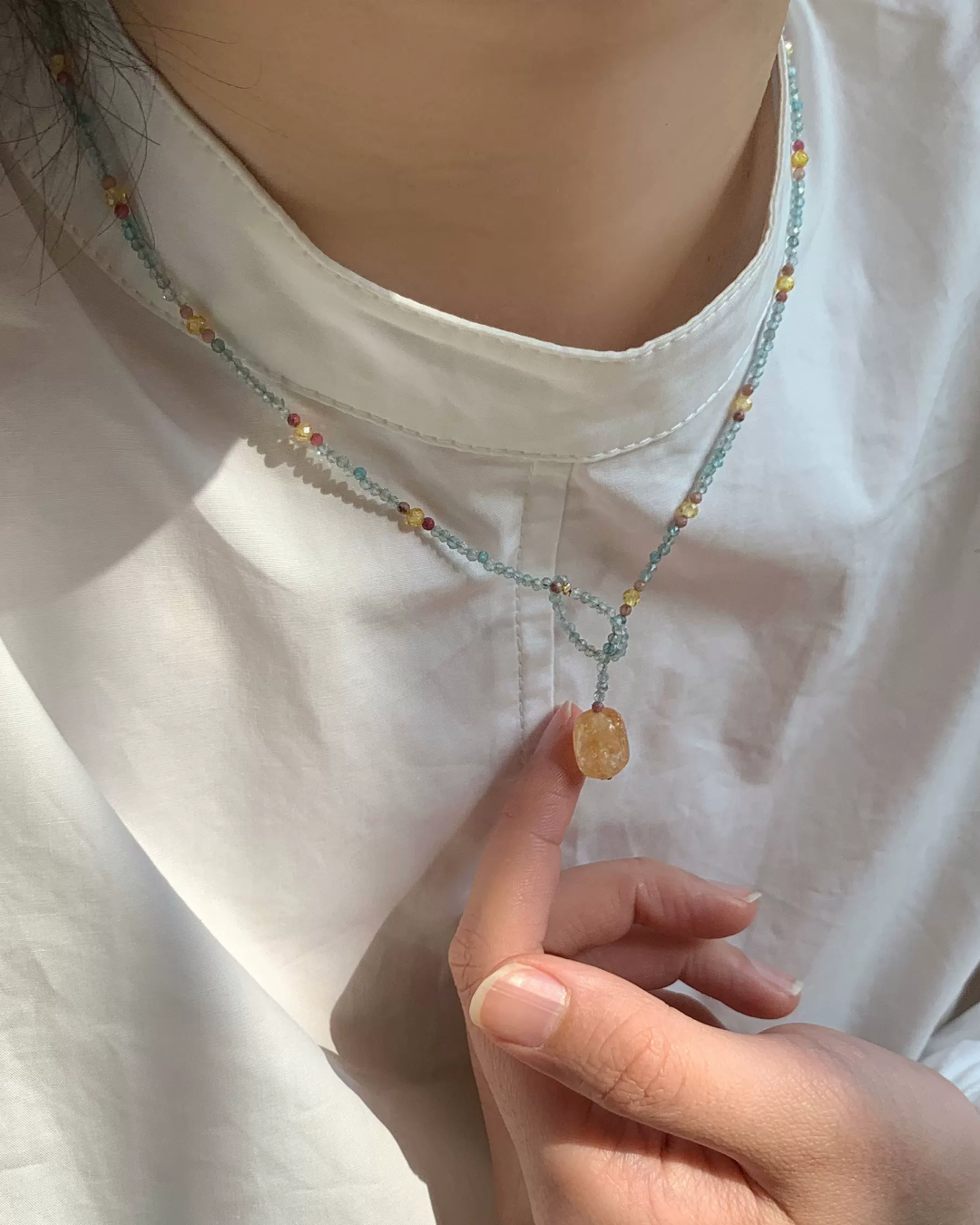 Blue Beads Stone Necklace AC0051