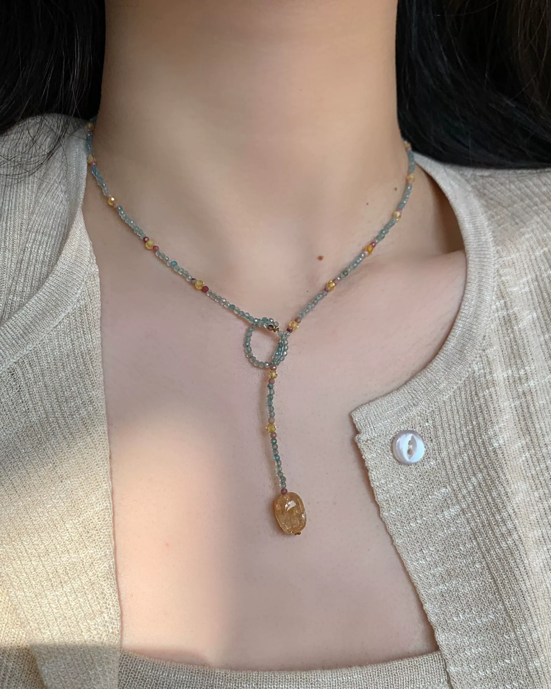 Blue Beads Stone Necklace AC0051