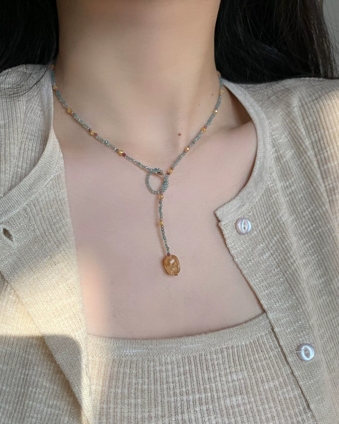 Blue Beads Stone Necklace AC0051