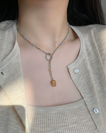 Blue Beads Stone Necklace AC0051