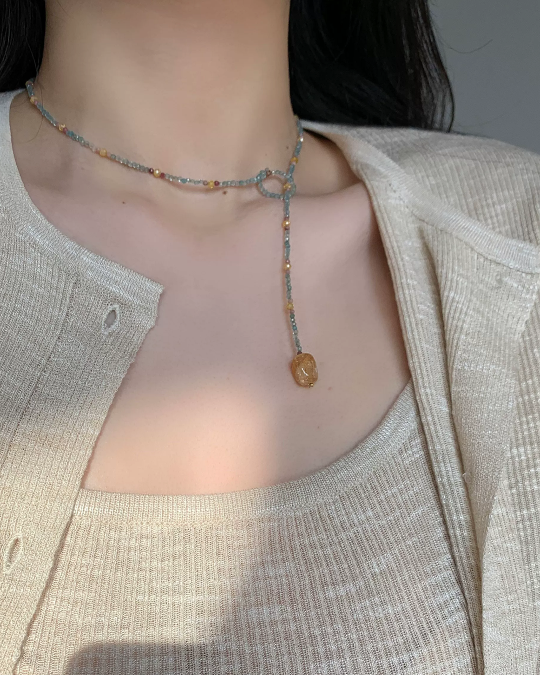 Blue Beads Stone Necklace AC0051