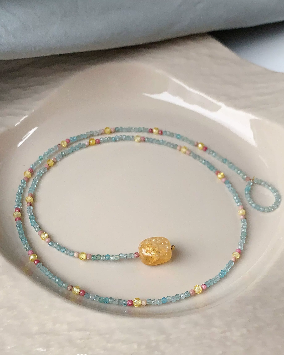 Blue Beads Stone Necklace AC0051