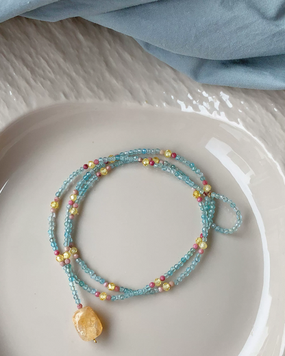 Blue Beads Stone Necklace AC0051