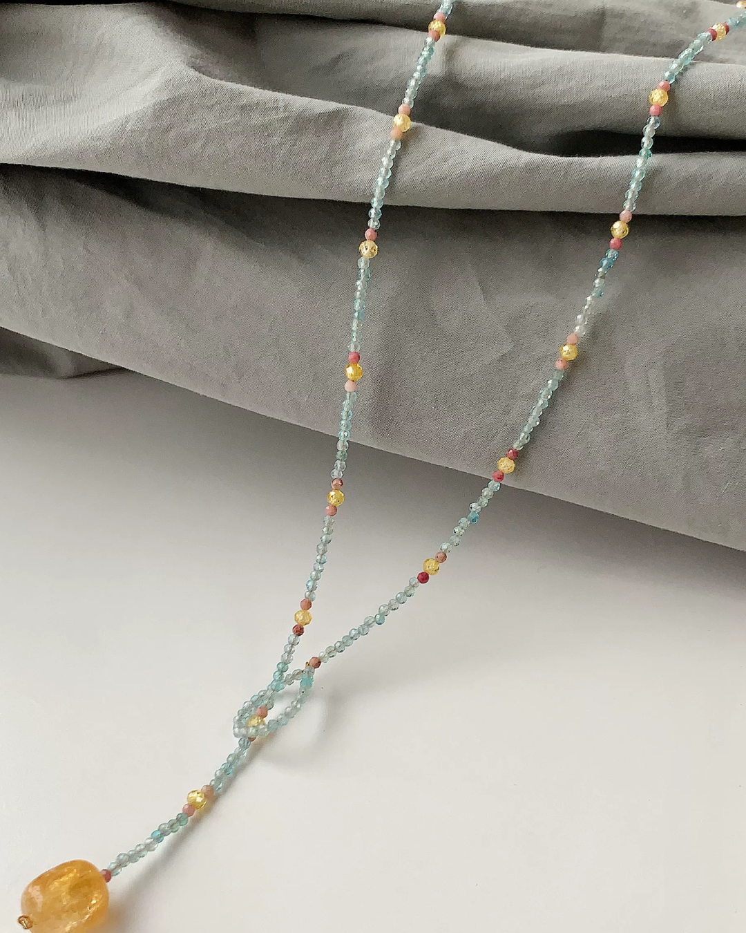 Blue Beads Stone Necklace AC0051