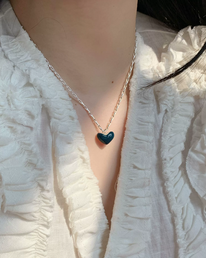 Deep Blue Heart Necklace AC0053