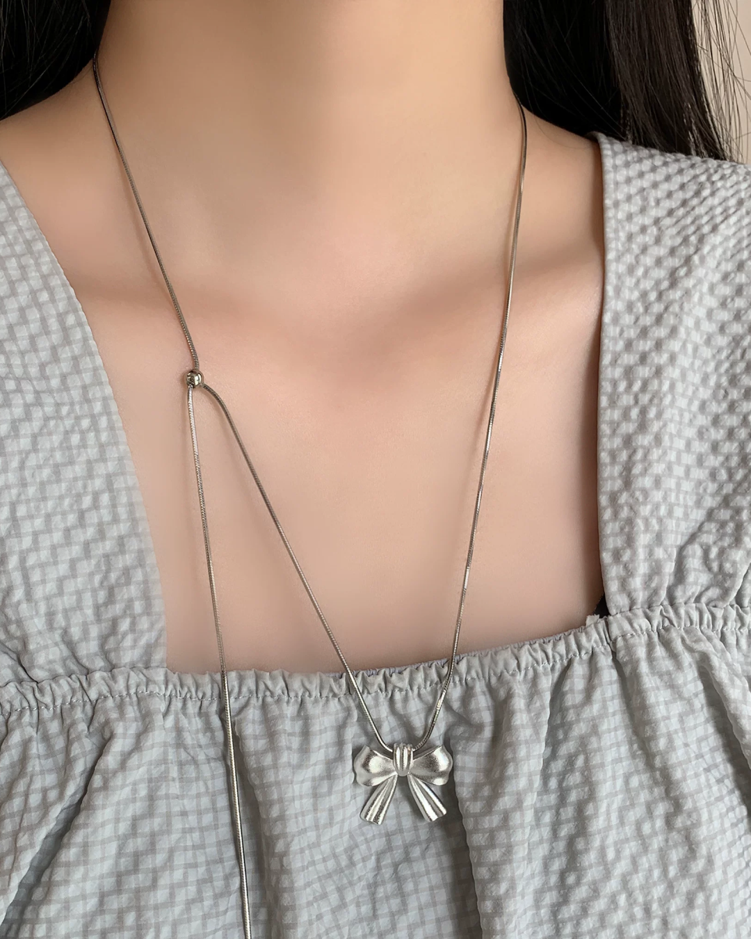 Silver Ribbon Necklace AC0055