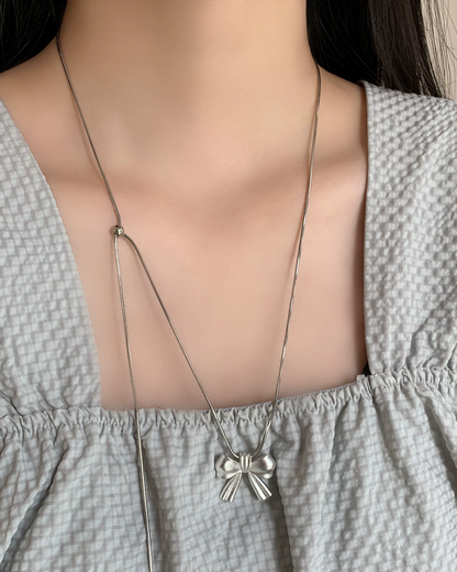 Silver Ribbon Necklace AC0055