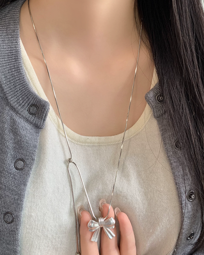 Silver Ribbon Necklace AC0055