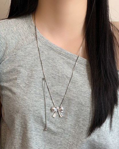Silver Ribbon Necklace AC0055
