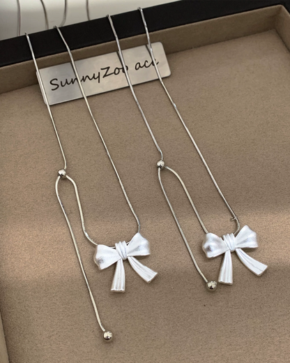Silver Ribbon Necklace AC0055
