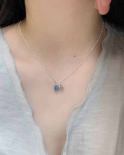Double String Beads Heart Charm Necklace AC0056