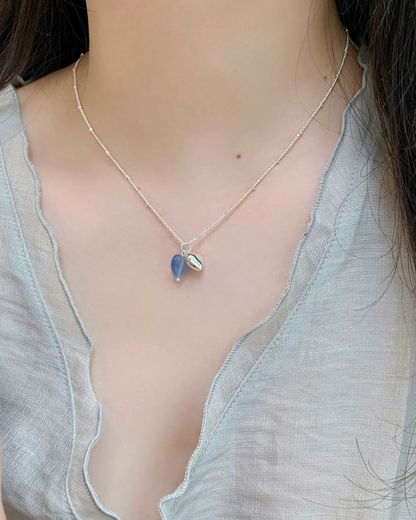 Double String Beads Heart Charm Necklace AC0056