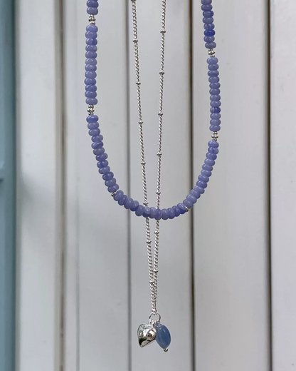 Double String Beads Heart Charm Necklace AC0056