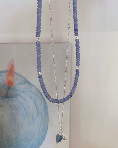 Double String Beads Heart Charm Necklace AC0056