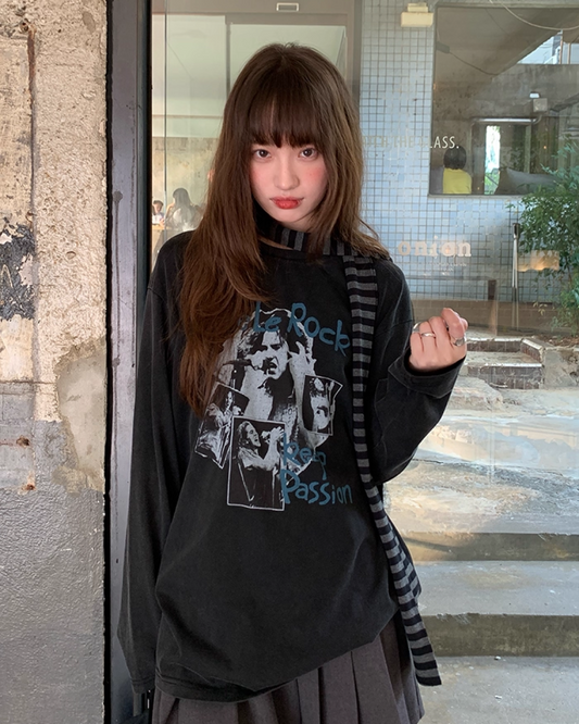 Front Rock Print Tee　B0001