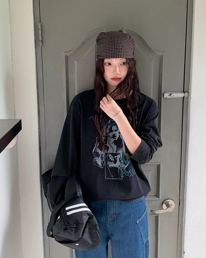 Front Rock Print Tee　B0001